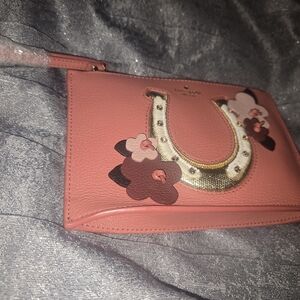 Kate Spade Coral Floral Embellished Wristlet